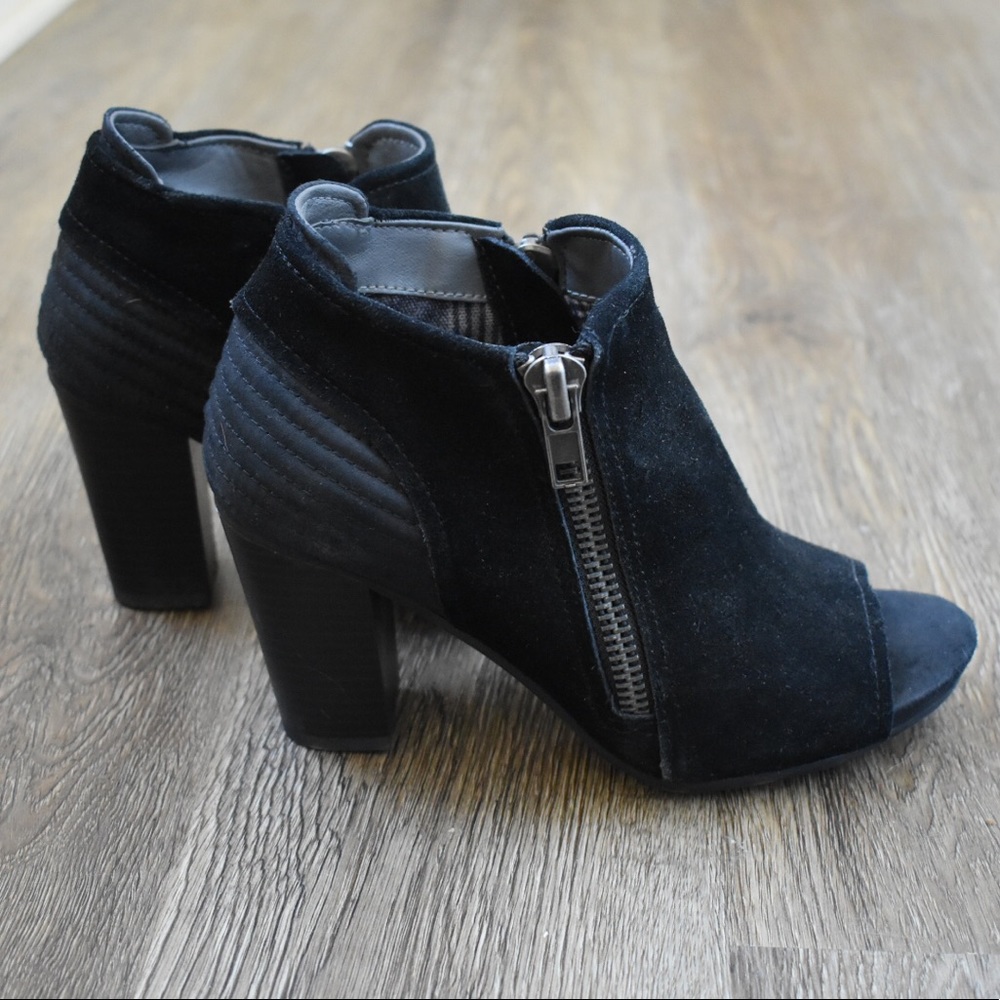 Open toed black heels